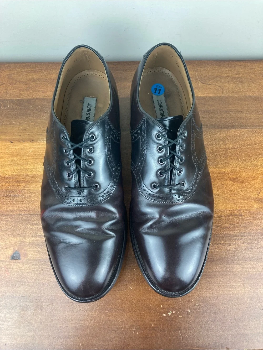 Johnson & Murphy Oxford Black Cherry Leather Dress Shoes Men's Size 11D.